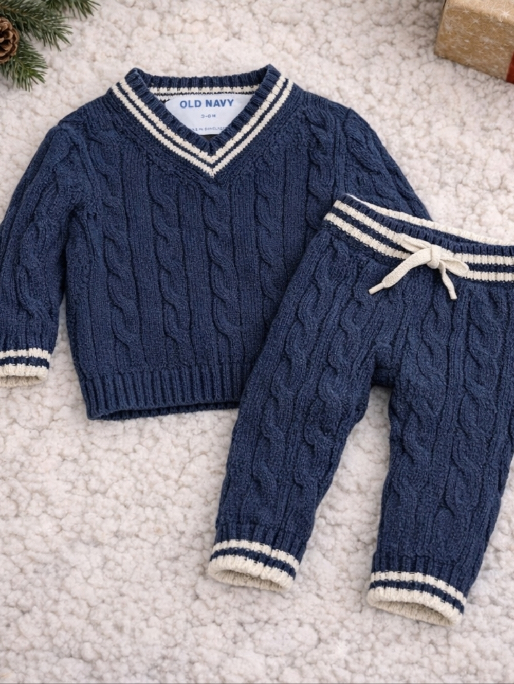 OLD NAVY Baby Cable Knit Sweater & Pants Set | Navy | 3–6 Months